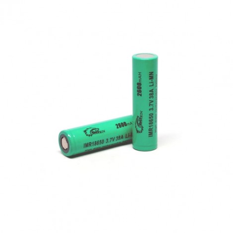 Imren (Green) IMR 18650 (2600mAh) 38A 3.7v Battery Flat-Top - (Pack of 2)